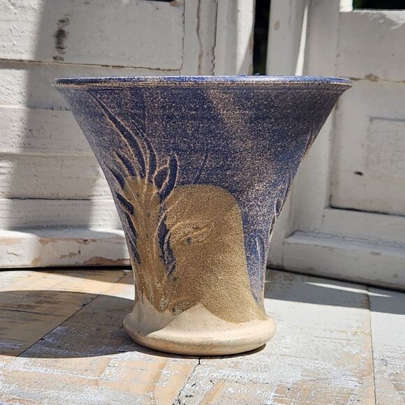Studio Art Pottery Vase Hand Thrown Stoneware Drip Glaze Nature Inspired Earthen - Picture 8 of 9